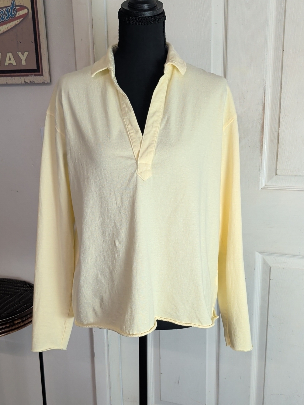 Frank & Eileen Butter Yellow Jersey Shirt Women Sz S